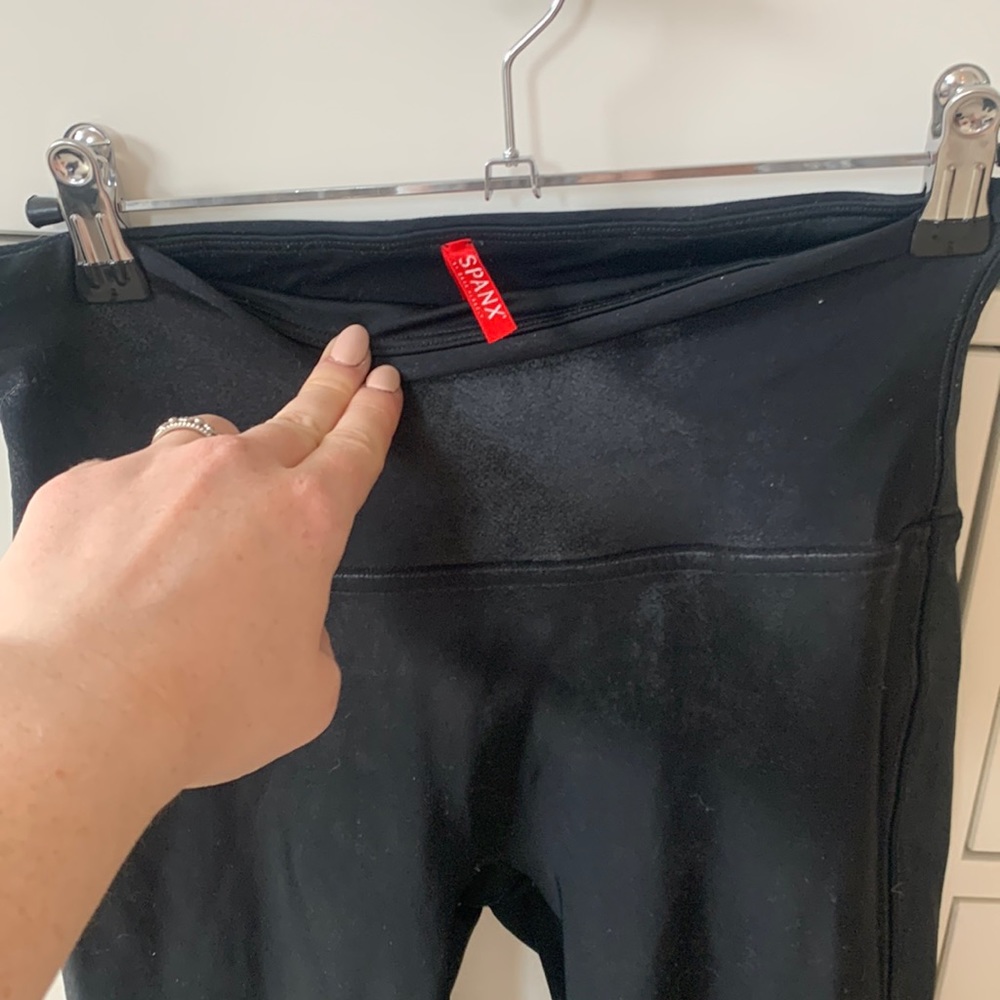 Faux leather spanx leggings